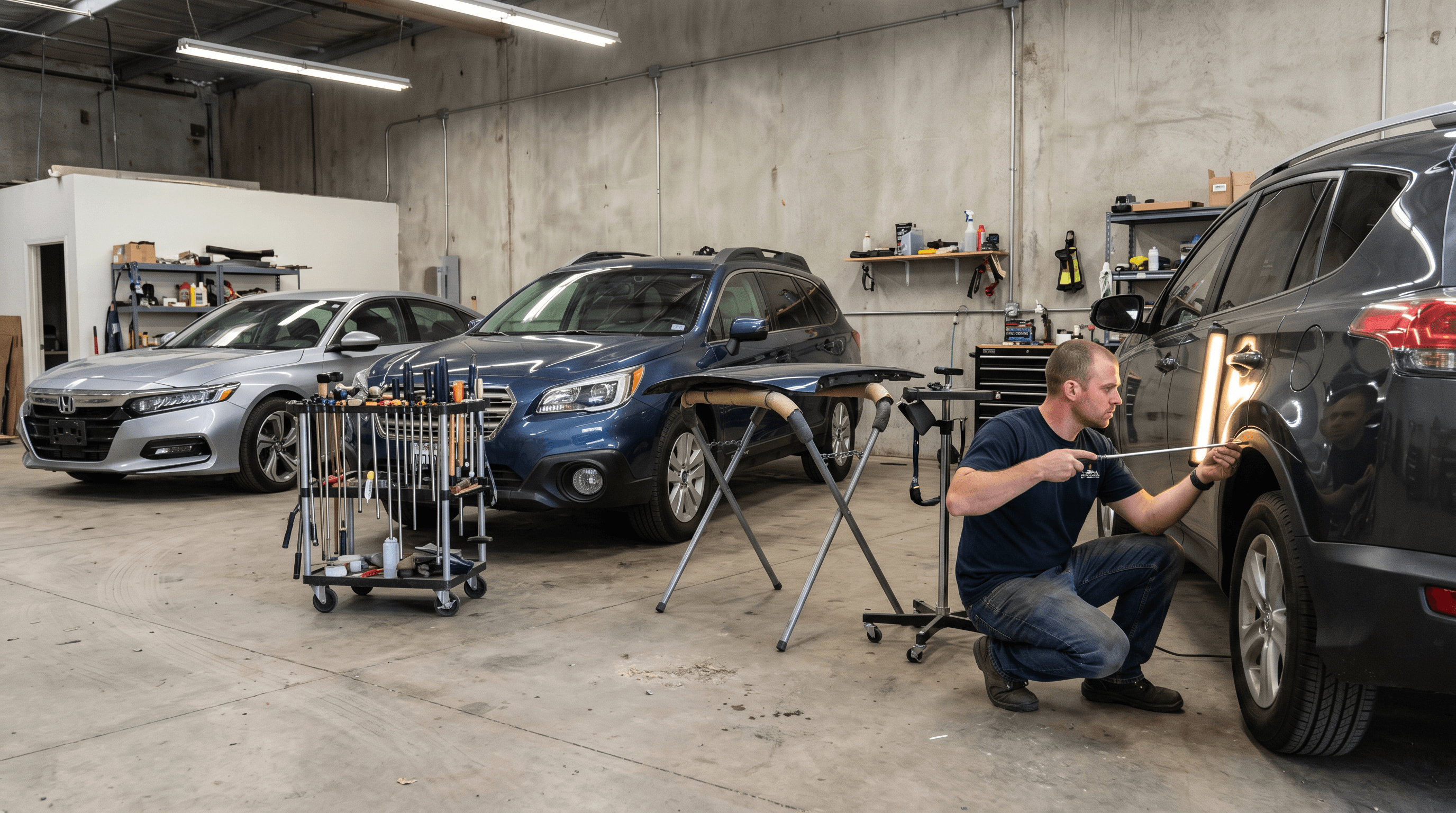 OnPoint Hail Solutions busy repair shop